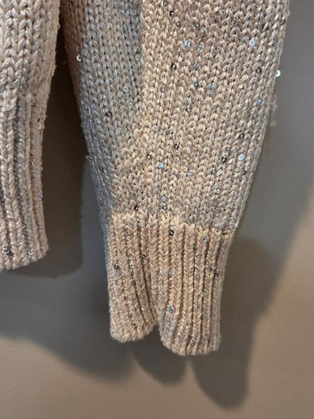 J. Crew Sequin Polo Sweater Cream Collared Knit V-neck (Joie Neck Tag Error) - Picture 3 of 6